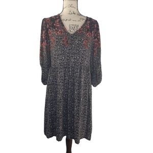 Maurice's Black Floral Balloon Sleeve Mini Babydoll Dress Size XL